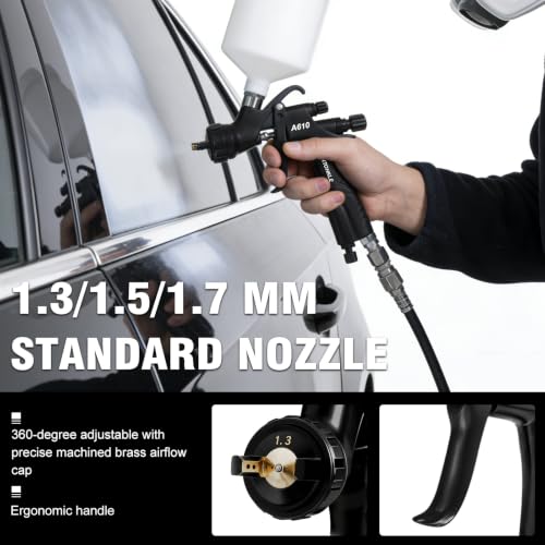 R500 LVLP Air Spray Gun Premium Kit, 3 Nozzles Set - size: 600 milliliters