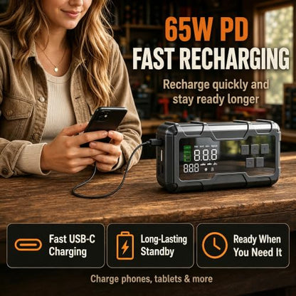 9000A Car Jump Starter with Air Compressor, Portable Battery Booster Pack Tire Inflator, Power Bank Cars Owner SUVs Trucks Road Trips Gift