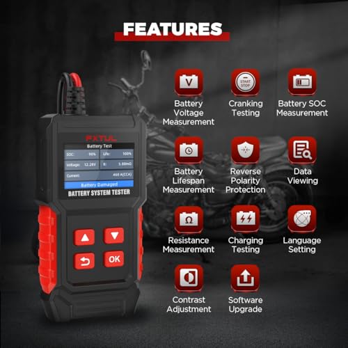 BT50 12V Battery Tester, 20-2000 CCA Load & Charging System Analyzer