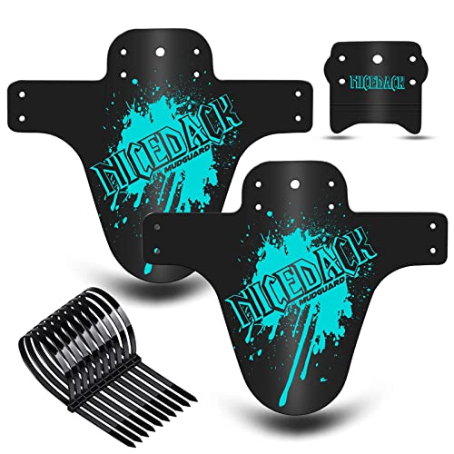 Mountain Bike Fenders, Fits 20-29 Inch MTB, 2-Piece Set - color: Cyan
