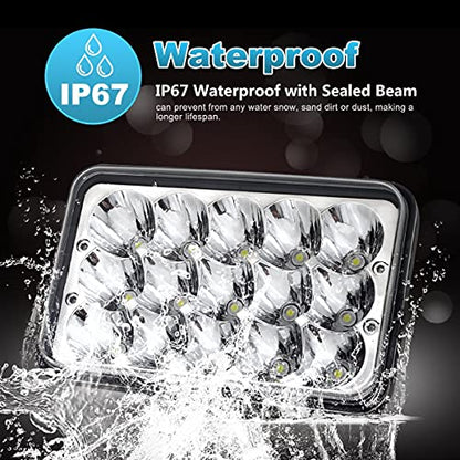 Partsam 4PCS 4x6 LED Headlights Sealed Beam 6x4 H4651 H4666 H4656 Compatible with Kenworth KW 900/Peterbilt 379/Truck/K10 K20 Van RV Camper Headlamp Assembly