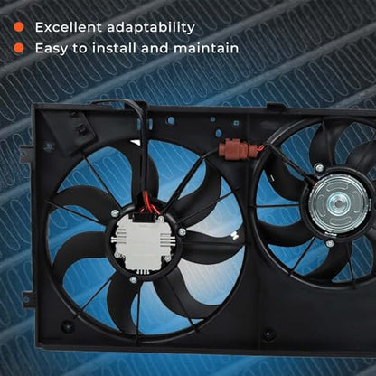 labwork Radiator Condenser Cooling Fan Assembly Replacement for A3 8P1 2003 05-2012 08 1K0959455CQ 1K0959455FJ