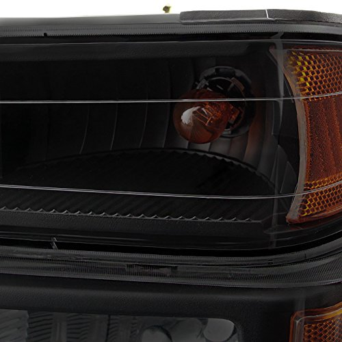 AKKON - For Chevy Colorado/Canyon Black Headlights Head Lamps Replacement Pair + Black Tail Lights Combo Sets