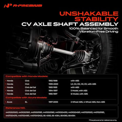 A-Premium Set of 2 Front CV Axle Shaft Assembly - style: Front Driver and Passenger Side