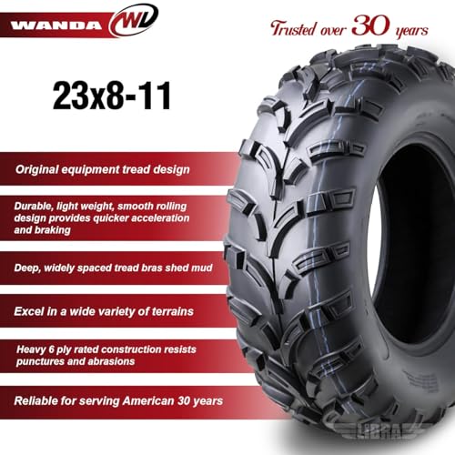 WANDA UTV ATV Tires 23x8-11 23x8x11 205/75-11 /6PR Lit Mud P373 Set 2-10425 - size: 23X8-11