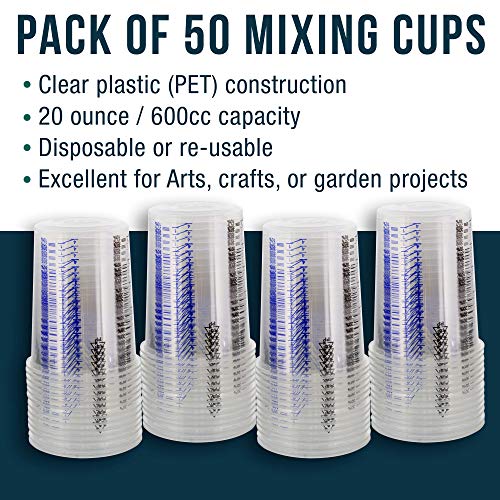TCP Global 20 Ounce (600ml) Disposable Clear Graduated PlasticMixing Cups