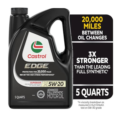 Castrol EDGE 5W-20 Advanced Full Synthetic Motor Oil, 5 Quarts - size: 5 Quarts