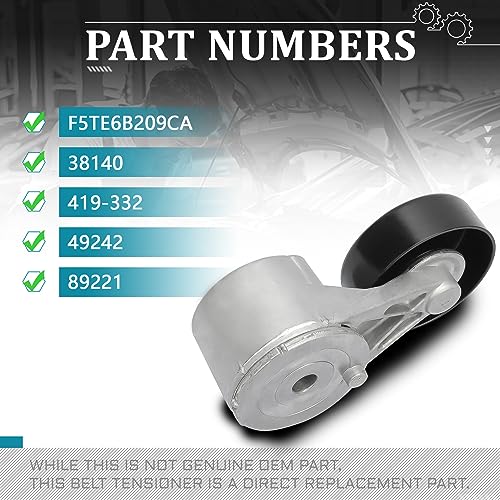 IRONTEK Belt Tensioner Assembly with Pulley Compatible for 1988-1991 Ford E-250 Econoline Club Wagon 1988-1996 E-350 Econoline 1996 Econoline Super Duty #38140 419-332 45860 F5TE6B209CA F5UZ6B209A - size: F5TE6B209CA