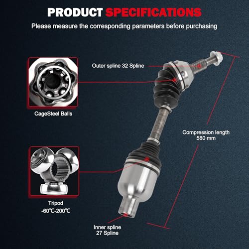 CCIYU Front Right CV Axle Drive Shafts for Chrysler Town & Country - size: 17-5799