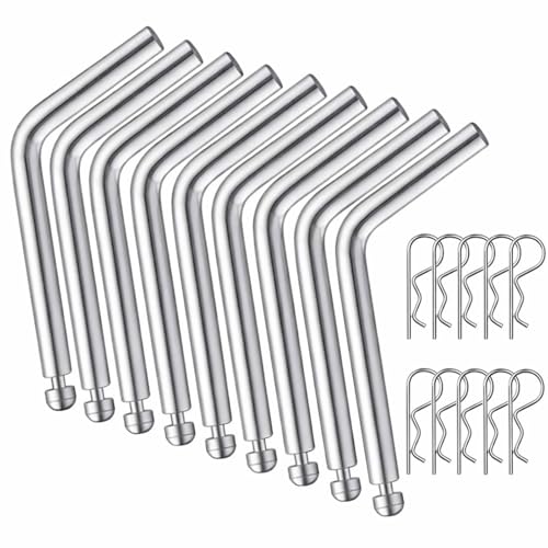 10 Pack Replacement 5th Wheel Pins & Clips, 1/2-inch Diameter Galvanized Pin and Clips for Wheel Hitch Rail Gooseneck Hitches