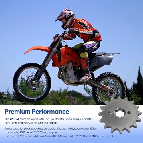 Motorcycle 428-16T 17mm Front Sprocket for 50cc 70cc 110cc 140cc 160cc 125cc Engine Honda TaoTao Roketa Coolster Sunl Lifan Zongshen Chinese ATV Quad Dirt Bike 4 Wheeler Moped - color: 428-16T