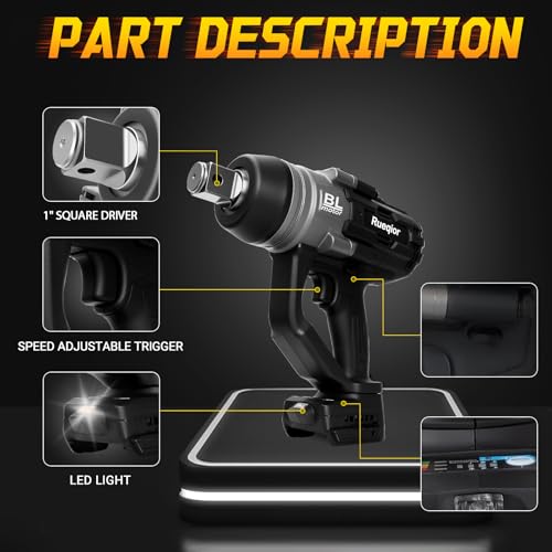 Cordless Impact Wrench 1" Compatible with DeWalt 20V Battery - color: Black 3000n 1in