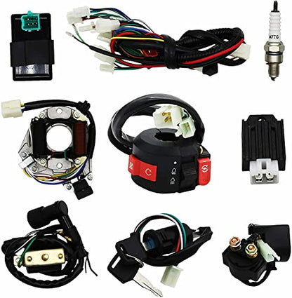 Complete ATV Wiring Harness Kit 50cc-125cc with Stator CDI Ignition Switch - style: Complete Wiring Harness Kit