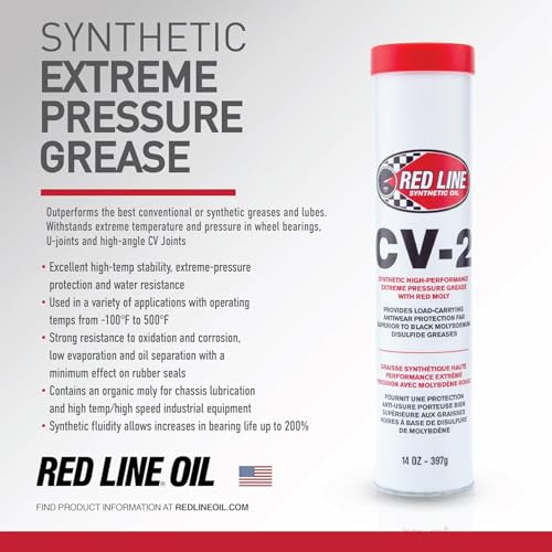 Red Line 80402 High Performance CV-2 Synthetic Grease Cartridge with Red Moly - 14 Ounce Tube (10 Pack) - size: 10 Pack