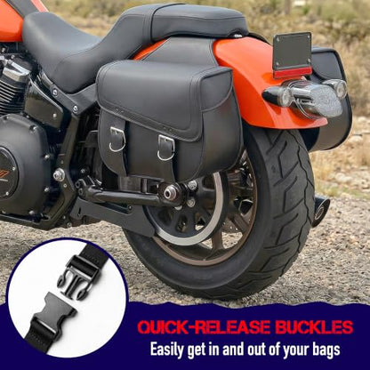 Nomad Universal Motorcycle Saddlebags – 30L Large Capacity Quick-Easy Throw Over Bags for Cruiser, Chopper, Touring – Heavy Duty saddle bags,Waterproof,Secure Lock,Durable Storage Side Bags for Bikers