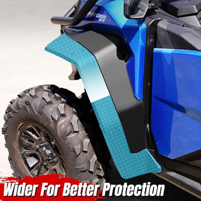 A & UTV PRO Wider Fender Flares for 2021-2025 Can Am Commander 700 1000R MAX Accessories Front & Rear Extended XXL Mud Flaps Mud Guards Fender Extensions - size: for 2021-2025 Can-Am Commander 700