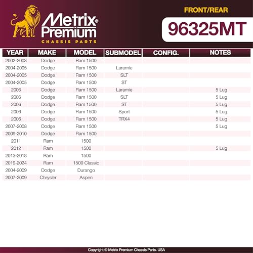 Metrix Premium Chassis Parts 336&352mm F/R Brake Rotor Kit Fits Ram 1500 - size: 96325MT