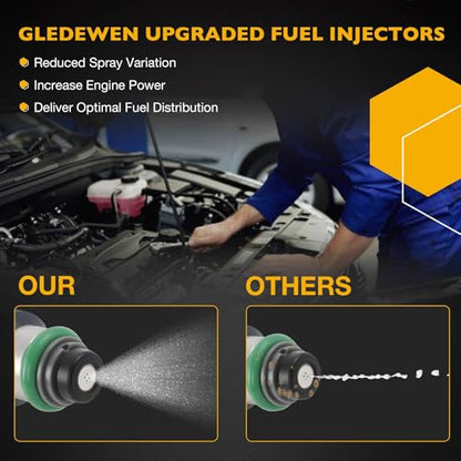 FJ977 Fuel Injector Set 8Pcs 4Holes, Compatible with 2007-2009 Chevrolet GMC Tahoe Suburban Avalanche Silverado Express 1500 Yukon Savana 1500 Sierra 1500 5.3L V8 Engine, Replace# 217-2436