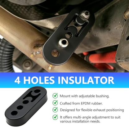 16 PCS Exhaust Hanger Rod Set, 3/8" (10mm) Heavy Duty Zinc Coated Steel Hangers, 7.6" 90° Angle & 10" Straight Rods, 2/4 Hole Rubber Insulators for Car Automotive Muffler Replacement