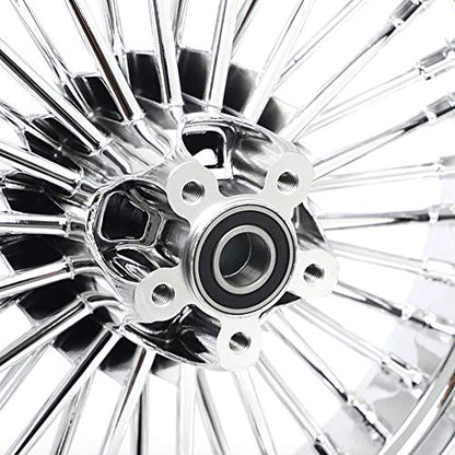 TOFR 18x3.5 16x3.5 Chrome Fat Spoke Wheels For Harley Touring Baggers 00-07 - color: Chrome, size: Front:18x3.5 Rear:16x3.5