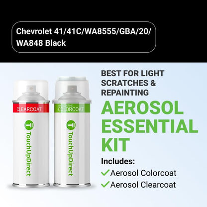 TouchUpDirect Car Paint Touch Up Spray Kit – Compatible with Chevrolet 41/41C/WA8555/GBA/20/WA848 Black Exact Match Auto Paint Kit with Car Color Spray and Clearcoat, for Repainting or Scratch Repair, Essential Kit - color: Black 20/WA848, style: Aerosol