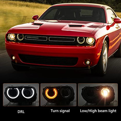 Halogen Headlight Compatible with Dodge Challenger 2015-2021 LH - color: Left Driver Side