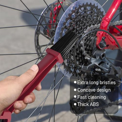 2PCS Bike or Motorcycle Chain Washer, Bicycle Cleaning Chain Double-Ended Brush, Black Durable Motor Chain Gears Cleaning Square Head Brushes, Universal Cleaning Tool (Red+Blue) - color: Red+Blue