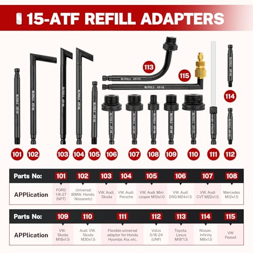 BILITOOLS 8L(2.1 gal) Transmission Fluid Pump Air Operated, 15 ATF Adapters