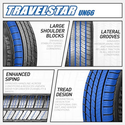 Set of 4 Travelstar UN66 245/50R20 102V High Performance CUV/SUV Tires - size: 245/50R20 (SL)