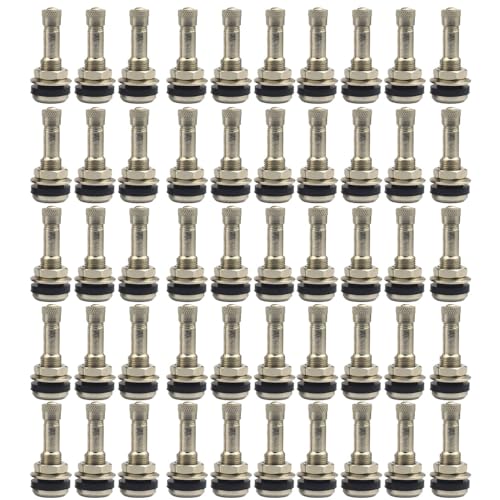 50 Pack TR416 Metal Valve Stems Outer Mount Fits .453" & .625" Rim Holes Long 1 1/2", Silver - 50 Pack (TR416-50 Pack) - size: TR416 - 50 Pack
