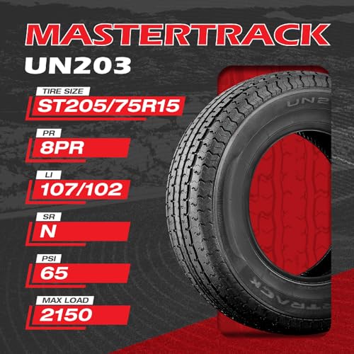 Set of 2 UN203 ST205/75R15 107N 8 Ply Load Range D Radial Trailer Tires - size: ST205/75R15 8Ply