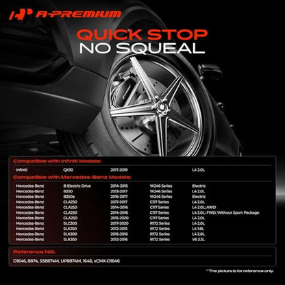 A-Premium Rear Ceramic Brake Pads Compatible with Mercedes-Benz