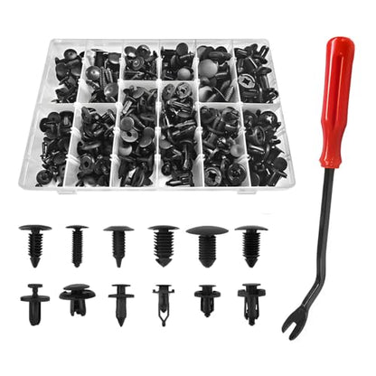 240 PCS Car Bumper Retainer Clips, Auto Plastic Rivets Fasteners Push Retainer Kit with Remover Tool, Vehicle Push Pin Rivets Door Trim Panel Fender Clips for Most Cars