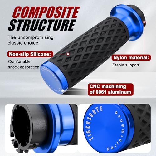 Blue 1" Silicone Cable Throttle Grips with End Cap for Harley - color: Blue