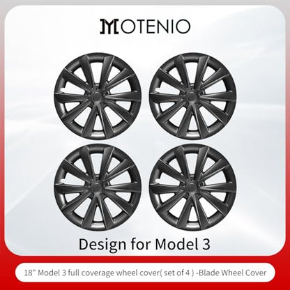 Wheel Cover for Tesla Model 3 (2017-2023) 18 Inch Blade Style Replacement Hub Caps 4PCS Full Rim Hubcaps for Car Accessories - size: 18 inch, style: M3-Legacy-Blade Style