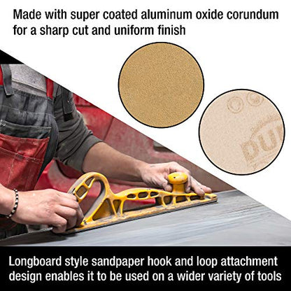 Dura-Gold Premium - 80 Grit Gold - Hook & Loop Backing Longboard Continuous Sandpaper Roll, 2-3/4" Wide, 12 Yards Long - For Automotive & Woodworking Air File Long Board Sanders, Hand Sanding Blocks - size: 80-Grit