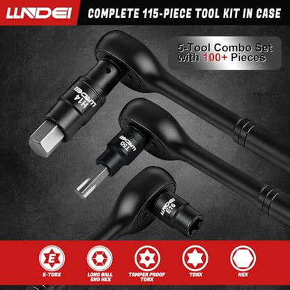LLNDEI 115Pc Torx & Allen Bit Socket Set 1/4 3/8 1/2" Drive - size: 115 pcs