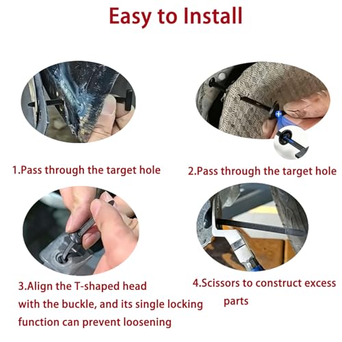 100PCS Nylon Cable Tie Buckle, Rivet Fasteners for Car Auto Repair