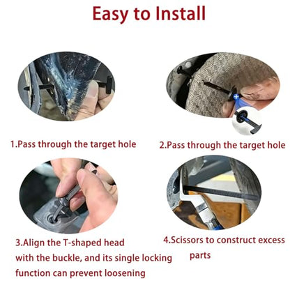 100PCS Nylon Cable Tie Buckle, Rivet Fasteners for Car Auto Repair