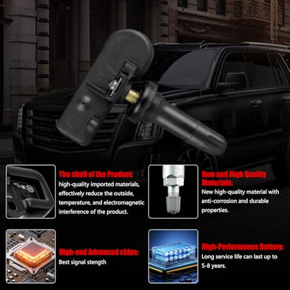 TPMS Sensor Tire Pressure Sensor Set of 4,Pre-Programmed 315MHz Compatible with Chevy Silverado GMC Sierra Cadillac Buick Pontiac Saturn Hummer Saab,Replace#13586335 13598771 13598772 - size: 4PCS-13598771