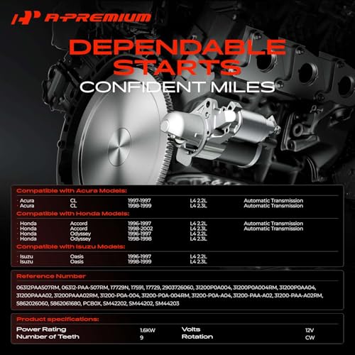 A-Premium Starter Motor, 12V 1.6KW 9 Teeth Clockwise