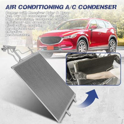 Air Conditioning A/C Condenser Compatible with Mazda 3# 3094, CN3094PFC, BPYK6148Z, BP4K61480D, BP4K61480B - size: OE:3094, BPYK6148Z, BP4K61480D, BP4K61480B