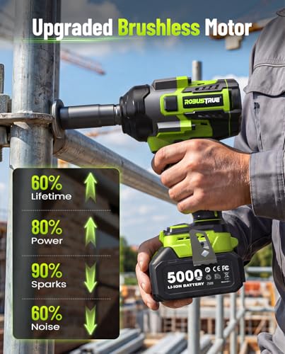 Robustrue Cordless Impact Wrench 1/2 Drive, 1475 Ft-lbs (2000N.m) Torque - size: 2000N.m