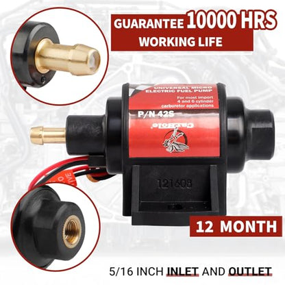 CarBole Gasoline Electric Fuel Pump Universal 5/16 Inch Inlet and Outlet Inline 12V 1-2A 28GPH 2-3.5P.S.I. Operating Fuel Pressure - size: 12V 2-3.5 PSI Gasoline Pump