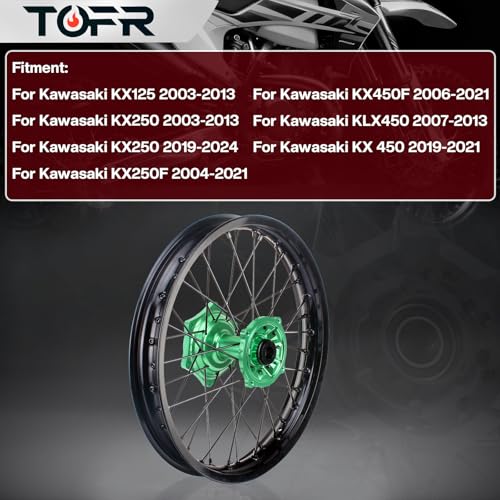 TOFR 19" Rear Wheel Rim for Kawasaki KX125 KX250 03-13 KX250F KX450F 06-21 - size: 19" Rear