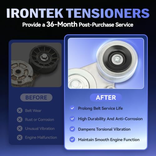 IRONTEK 39092 Belt Tensioner Pulley Assembly fit for Honda (2010 Accord/Accord Crosstour/Odyssey/ 2010-2011 Pilot) #89390 49439 419-310 305390 534041510 19253072 - size: 31170R70A01