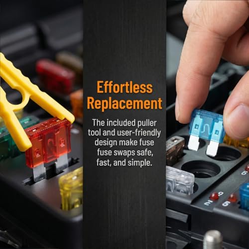 120PCS Car Fuses Assortment Kit, 2 3 5 7.5 10 15 20 25 30 35 A Mini Blade Vehicle Fuse Kit ith Puller Tool, Portable Automotive Accessories, Universal for Trucks SUVs RVs