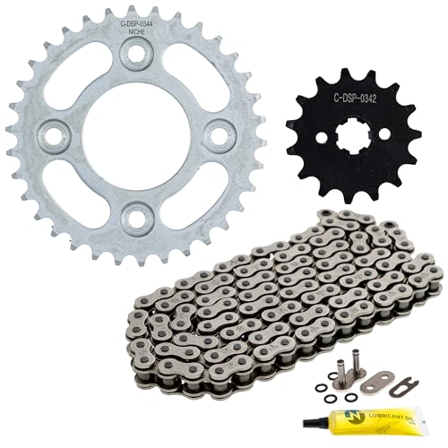 NICHE Drive Sprocket Chain Combo for Honda Grom 125 Front 15 Rear 34 Tooth 420 O-Ring 106 Links - size: O-Ring Chain