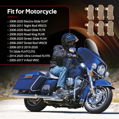 Front Rear Brake Pads Sintered for Harley Davidson Road Glide Road King Street Glide Electra Glide Ultra Limited Night Rod Street Rod V-Rod Tri Glide