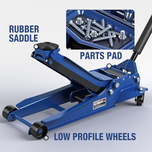 Floor Jack 3 Ton Extra Long Reach Hydraulic Low Profile Floor Jack with Dual Piston Quick Lift Pump, Home and Workshop Car Maintenance for Various Vehicles, 3 Ton (6,600 lbs) Capacity, Blue